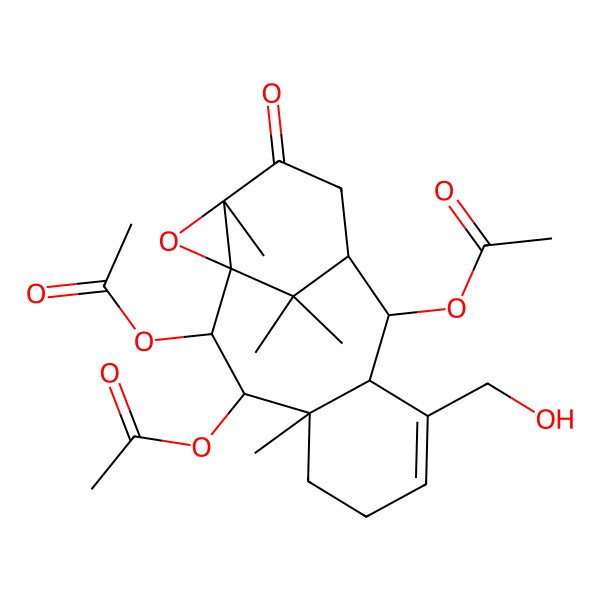 2D Structure of [(1R,2S,3R,4R,9R,10R,11R,14S)-2,3-diacetyloxy-8-(hydroxymethyl)-4,14,16,16-tetramethyl-13-oxo-15-oxatetracyclo[9.4.1.01,14.04,9]hexadec-7-en-10-yl] acetate