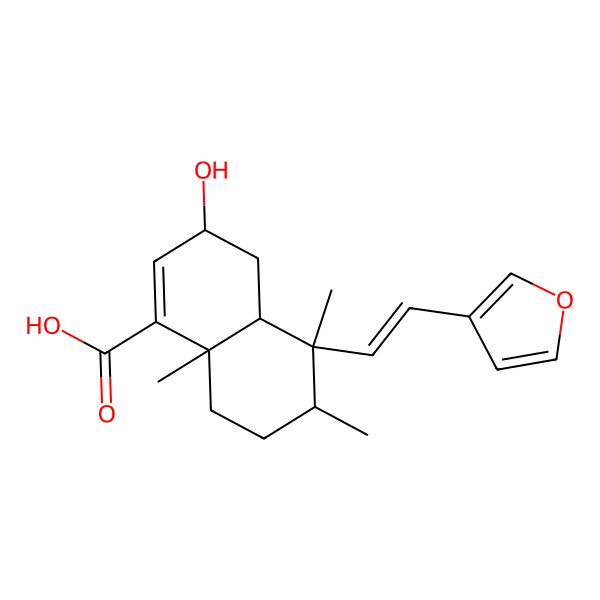 2D Structure of (3R,4aR,5R,6R,8aR)-5-[(E)-2-(furan-3-yl)ethenyl]-3-hydroxy-5,6,8a-trimethyl-3,4,4a,6,7,8-hexahydronaphthalene-1-carboxylic acid