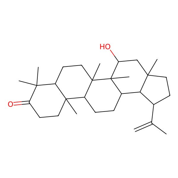 2D Structure of (1R,3aR,5R,5aR,5bR,7aR,11aR,11bR,13aR,13bR)-5-hydroxy-3a,5a,5b,8,8,11a-hexamethyl-1-prop-1-en-2-yl-2,3,4,5,6,7,7a,10,11,11b,12,13,13a,13b-tetradecahydro-1H-cyclopenta[a]chrysen-9-one