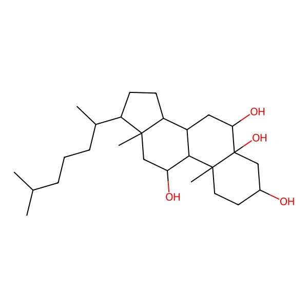 2D Structure of 10,13-Dimethyl-17-(6-methylheptan-2-yl)-1,2,3,4,6,7,8,9,11,12,14,15,16,17-tetradecahydrocyclopenta[a]phenanthrene-3,5,6,11-tetrol