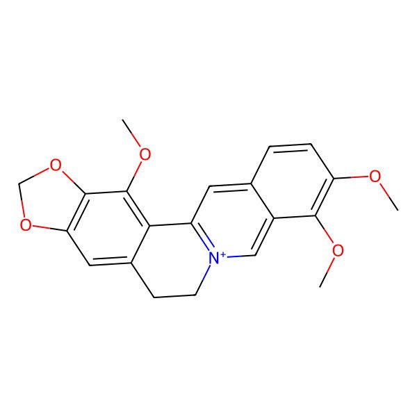 2D Structure of 3,16,17-Trimethoxy-5,7-dioxa-13-azoniapentacyclo[11.8.0.02,10.04,8.015,20]henicosa-1(13),2,4(8),9,14,16,18,20-octaene
