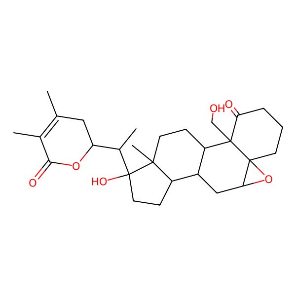 2D Structure of (1S,2S,7S,9R,11S,12S,15S,16R)-15-[(1S)-1-[(2R)-4,5-dimethyl-6-oxo-2,3-dihydropyran-2-yl]ethyl]-15-hydroxy-2-(hydroxymethyl)-16-methyl-8-oxapentacyclo[9.7.0.02,7.07,9.012,16]octadecan-3-one