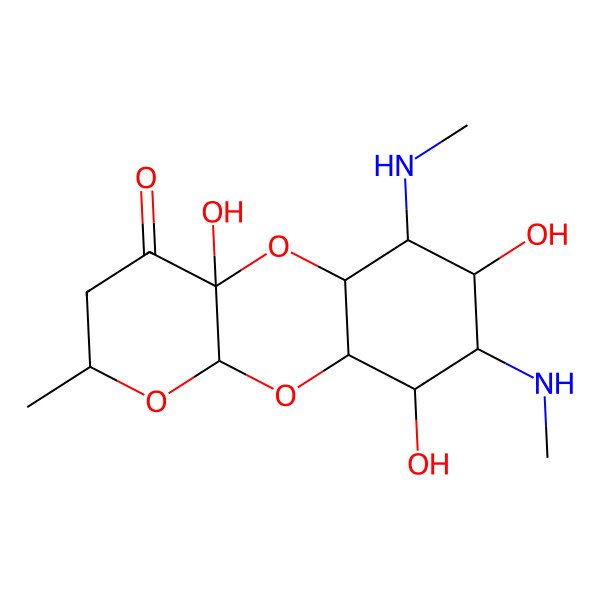 2D Structure of (5R,8R,11S,12S,13R,14S)-8,12,14-trihydroxy-5-methyl-11,13-bis(methylamino)-2,4,9-trioxatricyclo[8.4.0.03,8]tetradecan-7-one