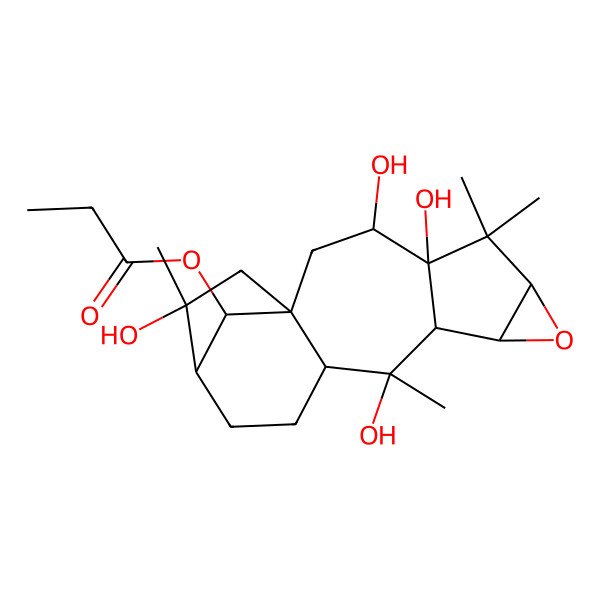 2D Structure of (3,4,10,15-Tetrahydroxy-5,5,10,15-tetramethyl-7-oxapentacyclo[12.2.1.01,11.04,9.06,8]heptadecan-17-yl) propanoate