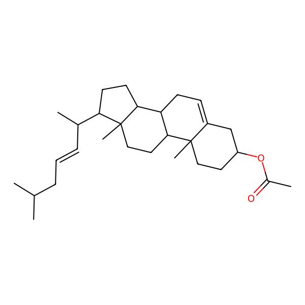 2D Structure of [10,13-dimethyl-17-(6-methylhept-3-en-2-yl)-2,3,4,7,8,9,11,12,14,15,16,17-dodecahydro-1H-cyclopenta[a]phenanthren-3-yl] acetate