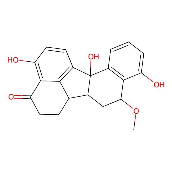 2D Structure of (2S,9S,11S,12S)-2,7,17-trihydroxy-9-methoxypentacyclo[10.7.1.02,11.03,8.016,20]icosa-1(20),3(8),4,6,16,18-hexaen-15-one
