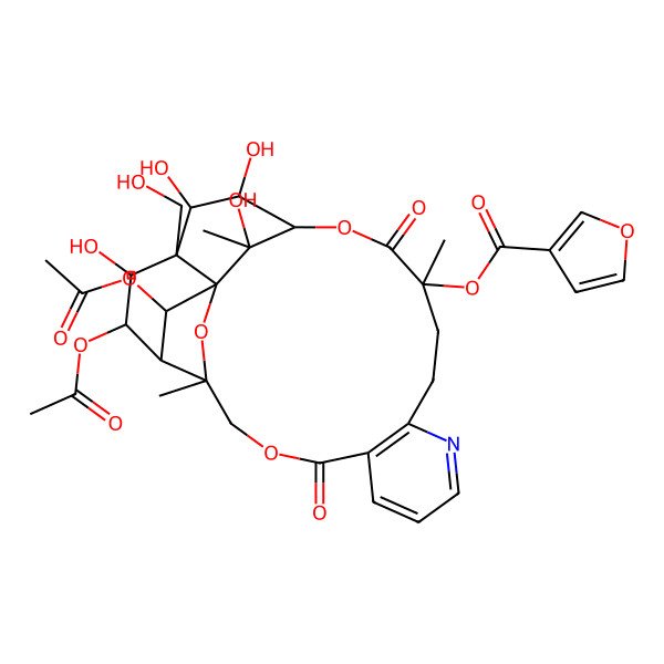 2D Structure of [(1S,3R,15S,18S,19R,20R,21S,22S,23R,24R,25R,26S)-23,25-diacetyloxy-19,20,22,26-tetrahydroxy-21-(hydroxymethyl)-3,15,26-trimethyl-6,16-dioxo-2,5,17-trioxa-11-azapentacyclo[16.7.1.01,21.03,24.07,12]hexacosa-7(12),8,10-trien-15-yl] furan-3-carboxylate