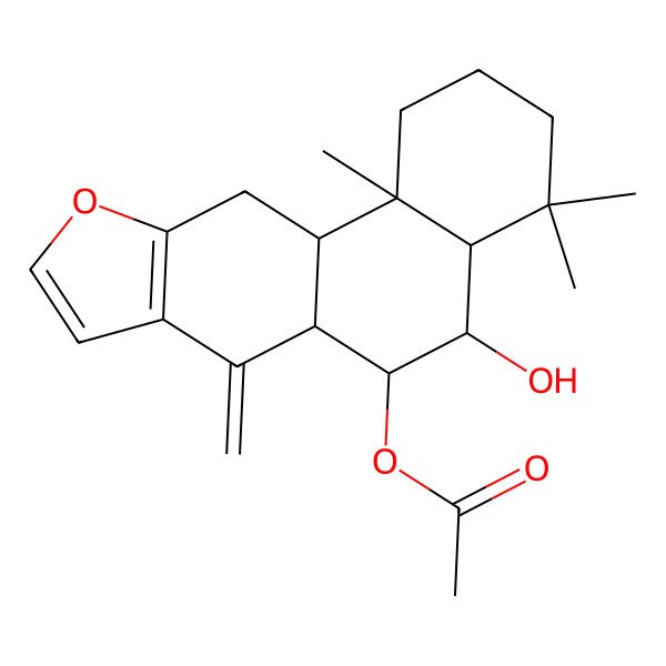 2D Structure of [(4aS,5R,6R,6aR,11aS,11bR)-5-hydroxy-4,4,11b-trimethyl-7-methylidene-2,3,4a,5,6,6a,11,11a-octahydro-1H-naphtho[2,1-f][1]benzofuran-6-yl] acetate