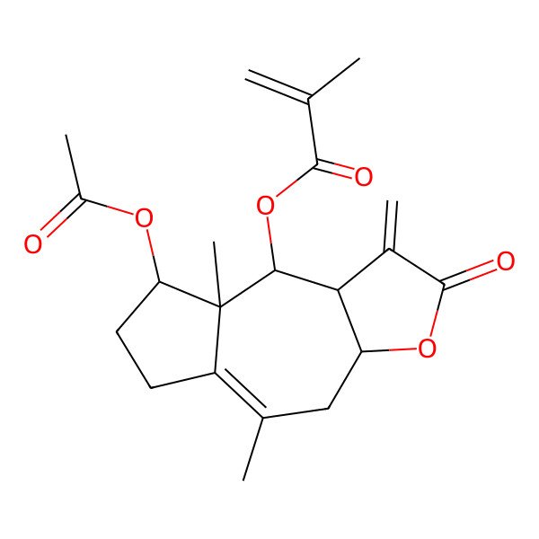 2D Structure of (8-acetyloxy-5,8a-dimethyl-1-methylidene-2-oxo-4,6,7,8,9,9a-hexahydro-3aH-azuleno[6,5-b]furan-9-yl) 2-methylprop-2-enoate