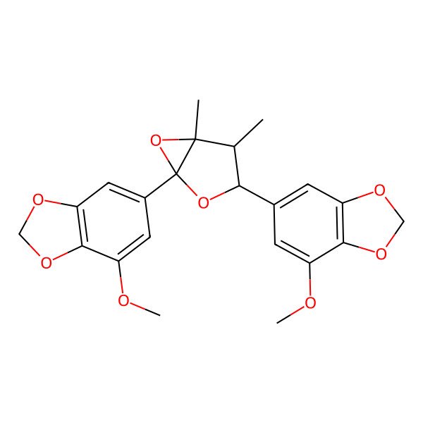 2D Structure of 4-Methoxy-6-[1-(7-methoxy-1,3-benzodioxol-5-yl)-4,5-dimethyl-2,6-dioxabicyclo[3.1.0]hexan-3-yl]-1,3-benzodioxole