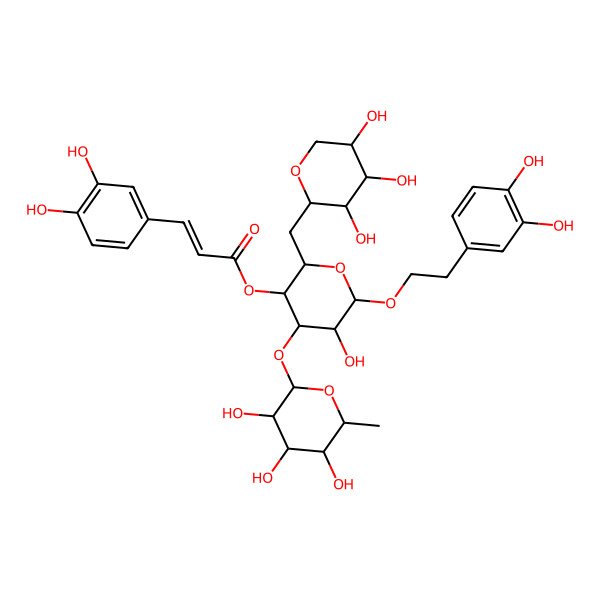 2D Structure of [6-[2-(3,4-Dihydroxyphenyl)ethoxy]-5-hydroxy-4-(3,4,5-trihydroxy-6-methyloxan-2-yl)oxy-2-[(3,4,5-trihydroxyoxan-2-yl)methyl]oxan-3-yl] 3-(3,4-dihydroxyphenyl)prop-2-enoate