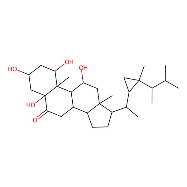 2D Structure of 1,3,5,11-tetrahydroxy-10,13-dimethyl-17-[1-[2-methyl-2-(3-methylbutan-2-yl)cyclopropyl]ethyl]-2,3,4,7,8,9,11,12,14,15,16,17-dodecahydro-1H-cyclopenta[a]phenanthren-6-one