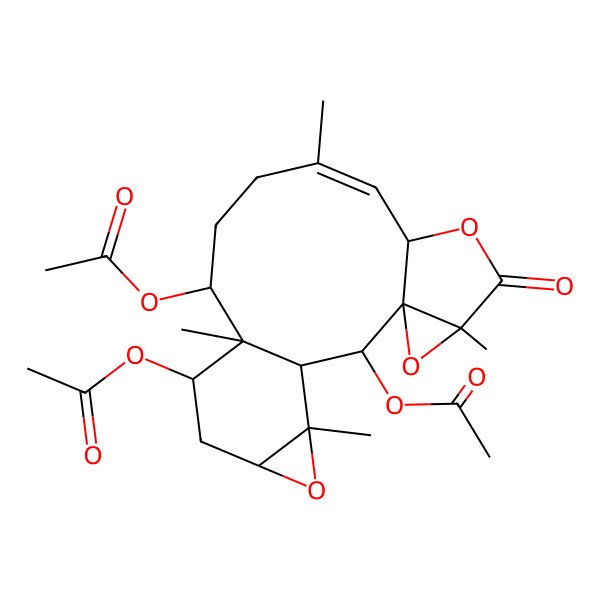 2D Structure of [(1S,2R,3S,5R,8S,9Z,13R,14S,15S,17R,19S)-2,15-diacetyloxy-5,10,14,19-tetramethyl-6-oxo-4,7,18-trioxapentacyclo[12.5.0.03,5.03,8.017,19]nonadec-9-en-13-yl] acetate