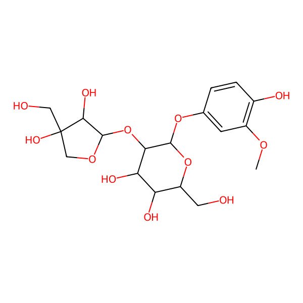 2D Structure of 5-[3,4-Dihydroxy-4-(hydroxymethyl)oxolan-2-yl]oxy-6-(4-hydroxy-3-methoxyphenoxy)-2-(hydroxymethyl)oxane-3,4-diol