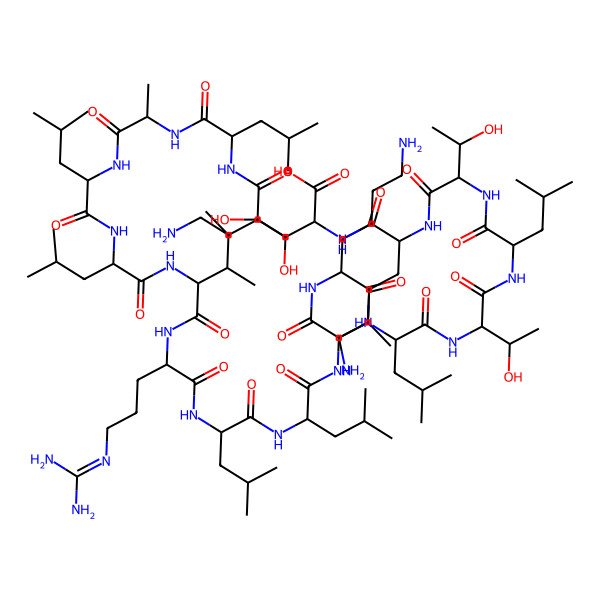 2D Structure of 6-Amino-2-[[6-amino-2-[[2-[[2-[[2-[[2-[[6-amino-2-[[2-[[2-[[2-[[5-(diaminomethylideneamino)-2-[[2-[[2-[[2-[2-[[2-(2,3-dihydroxypropanoylamino)-4-methylpentanoyl]amino]propanoylamino]-4-methylpentanoyl]amino]-4-methylpentanoyl]amino]-3-methylpentanoyl]amino]pentanoyl]amino]-4-methylpentanoyl]amino]-4-methylpentanoyl]amino]-3-methylbutanoyl]amino]hexanoyl]amino]-4-methylpentanoyl]amino]-3-hydroxybutanoyl]amino]-4-methylpentanoyl]amino]-3-hydroxybutanoyl]amino]hexanoyl]amino]hexanoic acid