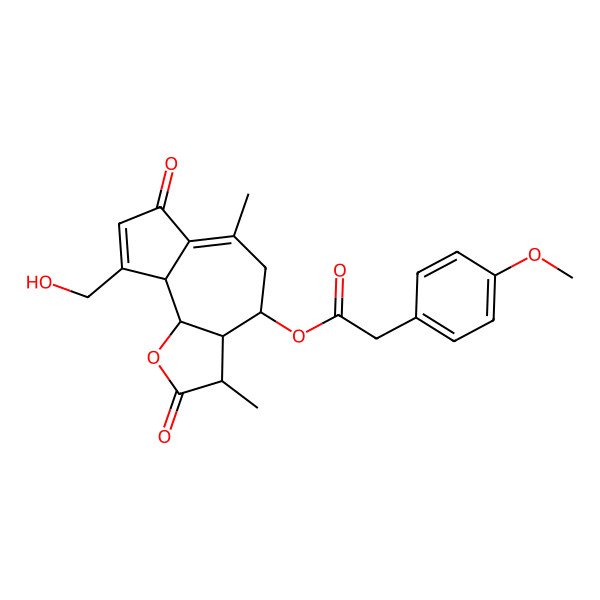2D Structure of [(3S,3aR,4S,9aS,9bR)-9-(hydroxymethyl)-3,6-dimethyl-2,7-dioxo-3,3a,4,5,9a,9b-hexahydroazuleno[4,5-b]furan-4-yl] 2-(4-methoxyphenyl)acetate