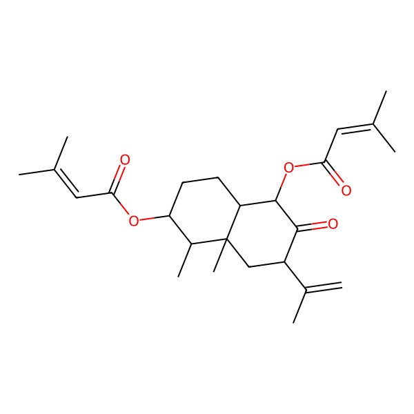 2D Structure of [1,8a-Dimethyl-5-(3-methylbut-2-enoyloxy)-6-oxo-7-prop-1-en-2-yl-1,2,3,4,4a,5,7,8-octahydronaphthalen-2-yl] 3-methylbut-2-enoate