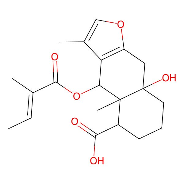 2D Structure of 8a-Hydroxy-3,4a-dimethyl-4-(2-methylbut-2-enoyloxy)-4,5,6,7,8,9-hexahydrobenzo[f][1]benzofuran-5-carboxylic acid
