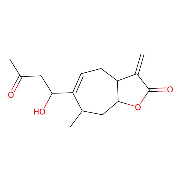 2D Structure of (3aS,7S,8aS)-6-[(1R)-1-hydroxy-3-oxobutyl]-7-methyl-3-methylidene-4,7,8,8a-tetrahydro-3aH-cyclohepta[b]furan-2-one