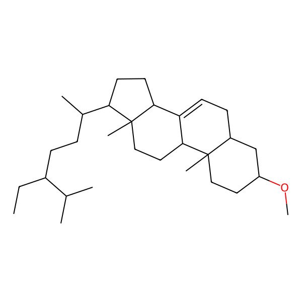 2D Structure of 17-(5-ethyl-6-methylheptan-2-yl)-3-methoxy-10,13-dimethyl-2,3,4,5,6,9,11,12,14,15,16,17-dodecahydro-1H-cyclopenta[a]phenanthrene