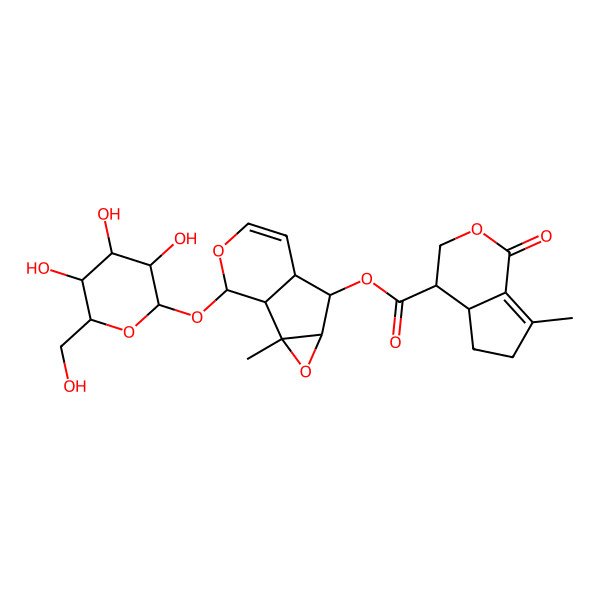 2D Structure of [2-methyl-10-[3,4,5-trihydroxy-6-(hydroxymethyl)oxan-2-yl]oxy-3,9-dioxatricyclo[4.4.0.02,4]dec-7-en-5-yl] 7-methyl-1-oxo-4,4a,5,6-tetrahydro-3H-cyclopenta[c]pyran-4-carboxylate