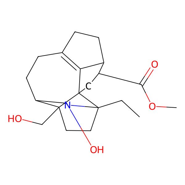 2D Structure of methyl (1R,2R,5S,8S,14R,15R)-5-ethyl-6-hydroxy-2-(hydroxymethyl)-6-azapentacyclo[9.5.1.01,5.02,8.014,17]heptadec-11(17)-ene-15-carboxylate