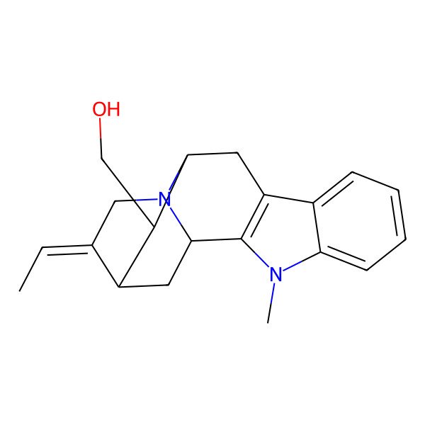 2D Structure of (15-Ethylidene-3-methyl-3,17-diazapentacyclo[12.3.1.02,10.04,9.012,17]octadeca-2(10),4,6,8-tetraen-13-yl)methanol