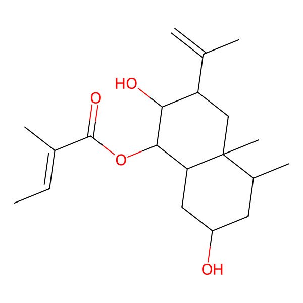 2D Structure of [(1S,2R,3R,4aS,5R,7R,8aS)-2,7-dihydroxy-4a,5-dimethyl-3-prop-1-en-2-yl-2,3,4,5,6,7,8,8a-octahydro-1H-naphthalen-1-yl] (Z)-2-methylbut-2-enoate