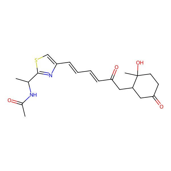 2D Structure of N-[(1R)-1-[4-[(1E,3E)-6-[(1R,2S)-2-hydroxy-2-methyl-5-oxocyclohexyl]-5-oxohexa-1,3-dienyl]-1,3-thiazol-2-yl]ethyl]acetamide