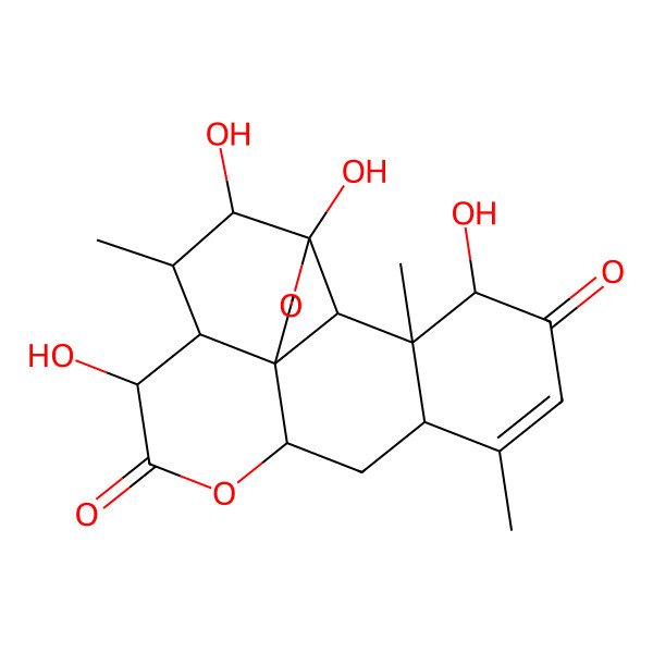 2D Structure of 4,5,8,17-Tetrahydroxy-6,14,18-trimethyl-3,10-dioxapentacyclo[9.8.0.01,7.04,19.013,18]nonadec-14-ene-9,16-dione