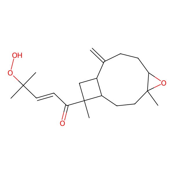 2D Structure of (E)-1-[(1R,4S,6S,10S,12R)-4,12-dimethyl-9-methylidene-5-oxatricyclo[8.2.0.04,6]dodecan-12-yl]-4-hydroperoxy-4-methylpent-2-en-1-one