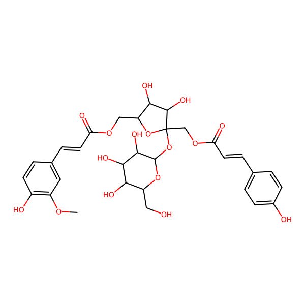 2D Structure of [3,4-Dihydroxy-5-[3-(4-hydroxy-3-methoxyphenyl)prop-2-enoyloxymethyl]-2-[3,4,5-trihydroxy-6-(hydroxymethyl)oxan-2-yl]oxyoxolan-2-yl]methyl 3-(4-hydroxyphenyl)prop-2-enoate