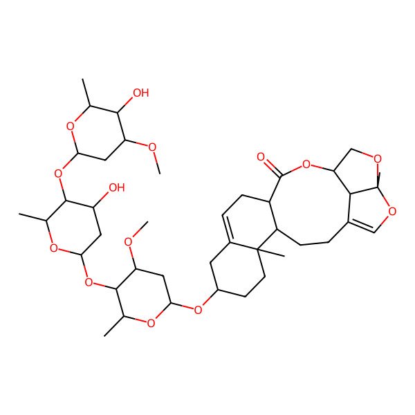 2D Structure of (4S,5R,8S,13R,19R,22R)-8-[(2R,4R,5R,6R)-5-[(4S,5S,6R)-4-hydroxy-5-[(4R,5R,6R)-5-hydroxy-4-methoxy-6-methyloxan-2-yl]oxy-6-methyloxan-2-yl]oxy-4-methoxy-6-methyloxan-2-yl]oxy-5,19-dimethyl-15,18,20-trioxapentacyclo[14.5.1.04,13.05,10.019,22]docosa-1(21),10-dien-14-one