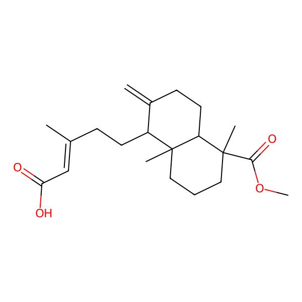 2D Structure of (E)-5-[(1R,4aS,5S,8aS)-5-methoxycarbonyl-5,8a-dimethyl-2-methylidene-3,4,4a,6,7,8-hexahydro-1H-naphthalen-1-yl]-3-methylpent-2-enoic acid