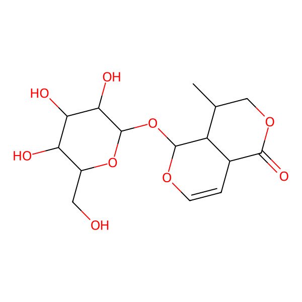 2D Structure of 8-methyl-1-[3,4,5-trihydroxy-6-(hydroxymethyl)oxan-2-yl]oxy-4a,7,8,8a-tetrahydro-1H-pyrano[4,3-c]pyran-5-one