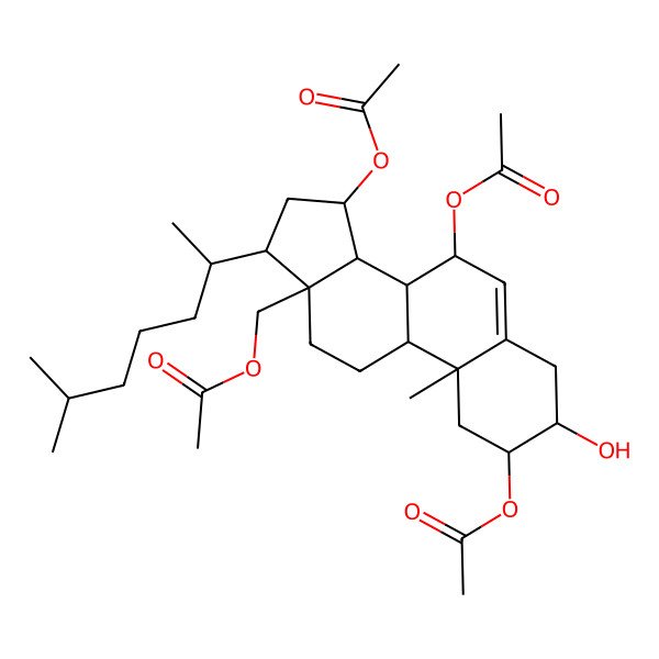 2D Structure of [2,7,15-triacetyloxy-3-hydroxy-10-methyl-17-(6-methylheptan-2-yl)-2,3,4,7,8,9,11,12,14,15,16,17-dodecahydro-1H-cyclopenta[a]phenanthren-13-yl]methyl acetate