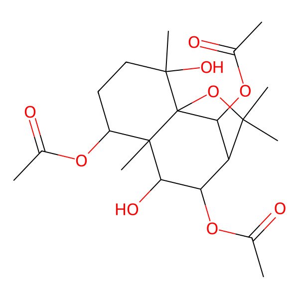 2D Structure of [(1S,2S,5S,6R,7R,8S,9R,12R)-8,12-diacetyloxy-2,7-dihydroxy-2,6,10,10-tetramethyl-11-oxatricyclo[7.2.1.01,6]dodecan-5-yl] acetate