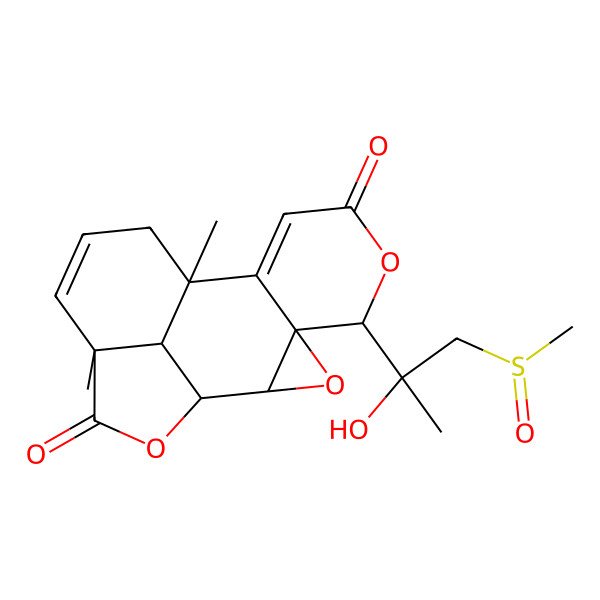 2D Structure of (1S,2R,4S,5R,10S,14R,17R)-5-[(2S)-2-hydroxy-1-[(R)-methylsulfinyl]propan-2-yl]-10,14-dimethyl-3,6,16-trioxapentacyclo[8.6.1.02,4.04,9.014,17]heptadeca-8,12-diene-7,15-dione