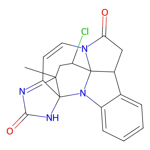 2D Structure of (1S,9R,19S,22R)-22-chloro-20,20-dimethyl-2,12,16,18-tetrazahexacyclo[10.10.0.01,9.02,19.03,8.015,19]docosa-3,5,7,13,15-pentaene-11,17-dione