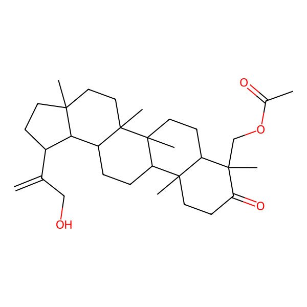 2D Structure of [1-(3-hydroxyprop-1-en-2-yl)-3a,5a,5b,8,11a-pentamethyl-9-oxo-2,3,4,5,6,7,7a,10,11,11b,12,13,13a,13b-tetradecahydro-1H-cyclopenta[a]chrysen-8-yl]methyl acetate