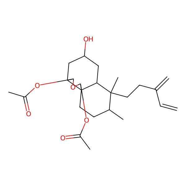 2D Structure of [1-Acetyloxy-5-hydroxy-7,8-dimethyl-7-(3-methylidenepent-4-enyl)-1,3,3a,4,5,6,6a,8,9,10-decahydrobenzo[d][2]benzofuran-3-yl] acetate