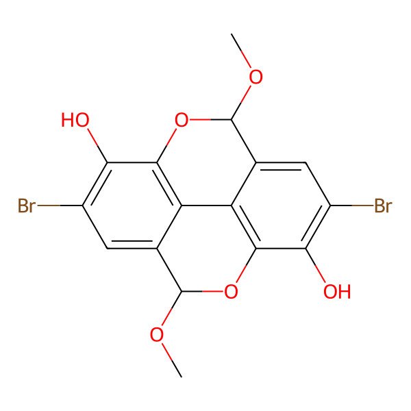 2D Structure of 6,13-Dibromo-3,10-dimethoxy-2,9-dioxatetracyclo[6.6.2.04,16.011,15]hexadeca-1(15),4,6,8(16),11,13-hexaene-7,14-diol