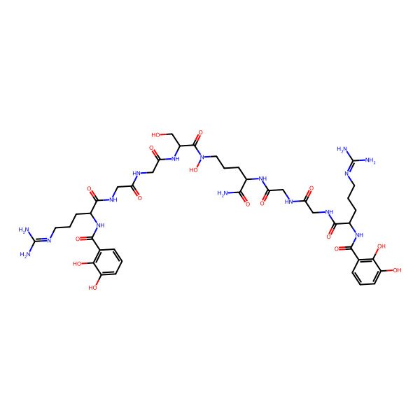2D Structure of N-[1-[[2-[[2-[[1-amino-5-[[2-[[2-[[2-[[5-(diaminomethylideneamino)-2-[(2,3-dihydroxybenzoyl)amino]pentanoyl]amino]acetyl]amino]acetyl]amino]-3-hydroxypropanoyl]-hydroxyamino]-1-oxopentan-2-yl]amino]-2-oxoethyl]amino]-2-oxoethyl]amino]-5-(diaminomethylideneamino)-1-oxopentan-2-yl]-2,3-dihydroxybenzamide