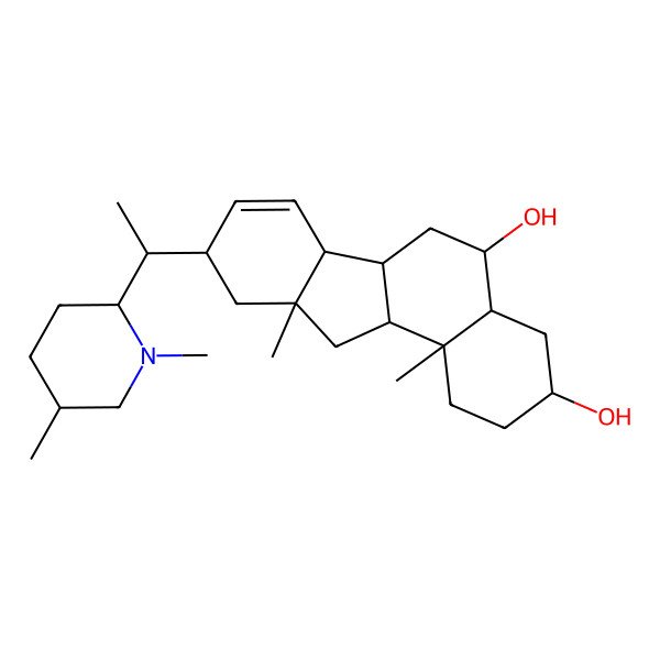 2D Structure of 9-[1-(1,5-dimethylpiperidin-2-yl)ethyl]-10a,11b-dimethyl-2,3,4,4a,5,6,6a,6b,9,10,11,11a-dodecahydro-1H-benzo[a]fluorene-3,5-diol