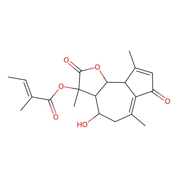 2D Structure of [(3S,3aR,4S,9aR,9bS)-4-hydroxy-3,6,9-trimethyl-2,7-dioxo-4,5,9a,9b-tetrahydro-3aH-azuleno[4,5-b]furan-3-yl] (Z)-2-methylbut-2-enoate