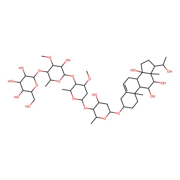 2D Structure of 2-[5-Hydroxy-6-[6-[4-hydroxy-2-methyl-6-[[11,12,14-trihydroxy-17-(1-hydroxyethyl)-10,13-dimethyl-1,2,3,4,7,8,9,11,12,15,16,17-dodecahydrocyclopenta[a]phenanthren-3-yl]oxy]oxan-3-yl]oxy-4-methoxy-2-methyloxan-3-yl]oxy-4-methoxy-2-methyloxan-3-yl]oxy-6-(hydroxymethyl)oxane-3,4,5-triol