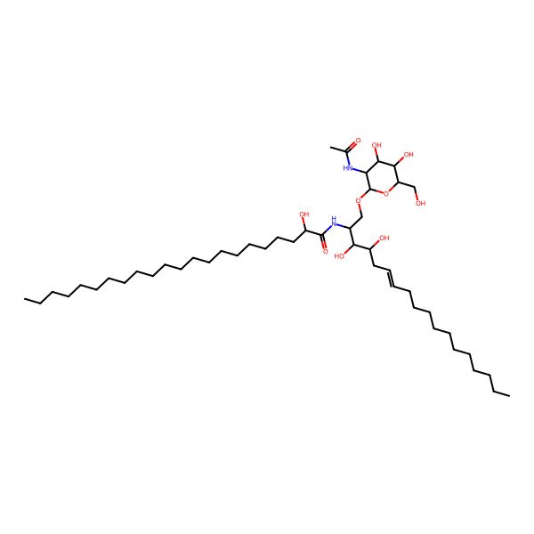 2D Structure of N-[1-[3-acetamido-4,5-dihydroxy-6-(hydroxymethyl)oxan-2-yl]oxy-3,4-dihydroxyoctadec-6-en-2-yl]-2-hydroxydocosanamide