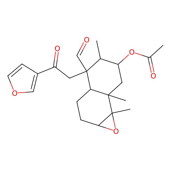 2D Structure of [4-formyl-4-[2-(furan-3-yl)-2-oxoethyl]-5,7a,7b-trimethyl-2,3,3a,5,6,7-hexahydro-1aH-naphtho[1,2-b]oxiren-6-yl] acetate