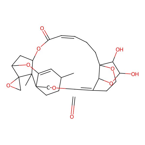 2D Structure of 26,27-Dihydroxy-9,15-dimethylspiro[7,12,20,25,28-pentaoxahexacyclo[21.4.3.18,11.01,24.09,18.013,18]hentriaconta-4,13,22-triene-10,2'-oxirane]-6,21-dione