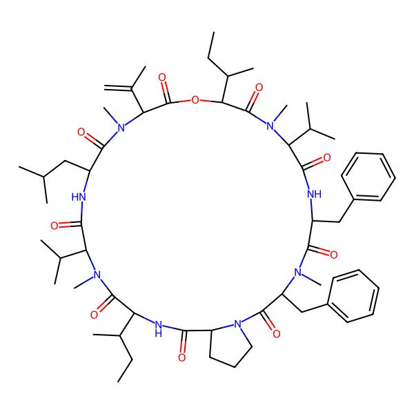 2D Structure of cyclo[DL-Leu-DL-N(Me)Val(3,4-dehydro)-DL-OxiIle-DL-N(Me)Val-DL-Phe-DL-N(Me)Phe-DL-Pro-DL-xiIle-DL-N(Me)Val]